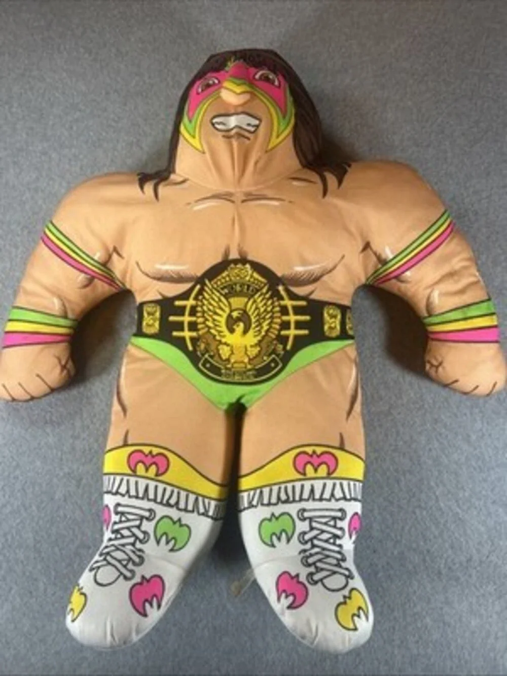WWF Ultimate Warrior Wrestling Buddy Plush Doll Vintage 1990s Toy Collectible